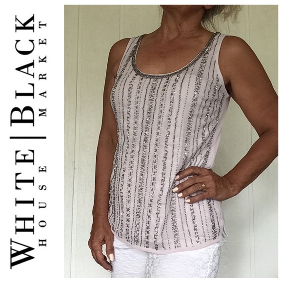 WHITE HOUSE BLACK MARKET EMBELLISHED TANK TOP SMALL - Picture 3 of 16